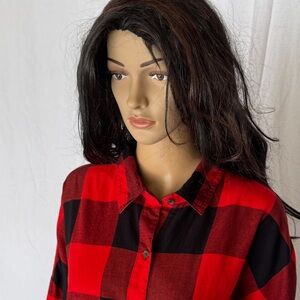 Old Navy Black & Red Flannel Blouse